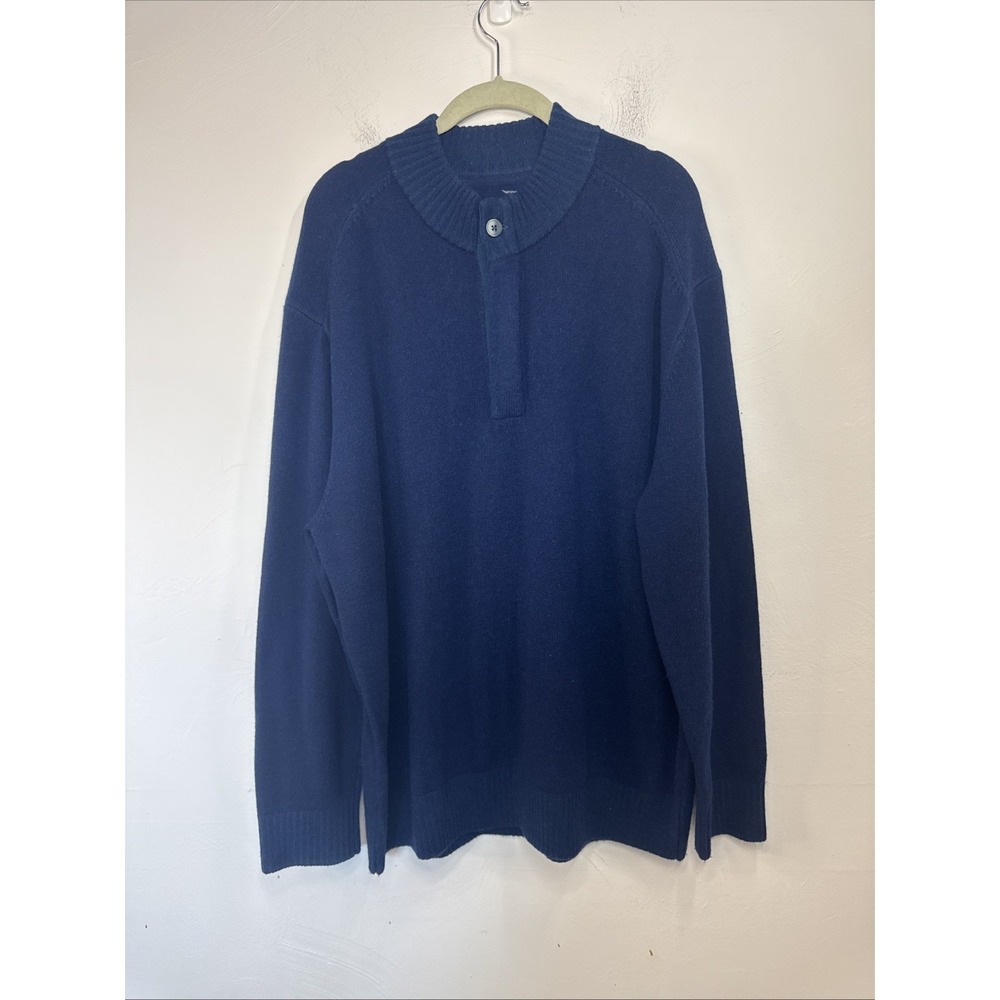 Raffi Men's Cashmere/Wool Quarter Zip Blue Long Sleeve Pullover Size XL  Preppy
